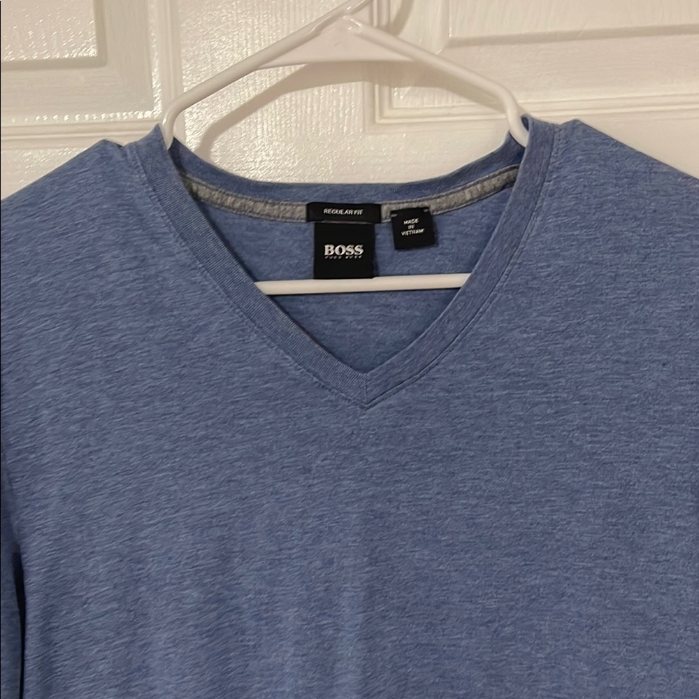 BOSS Men's Blue V-Neck t-shirt